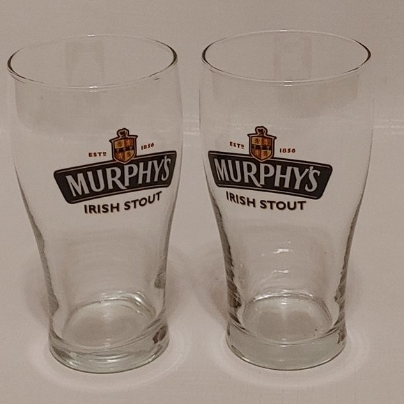 MURPHY'S IRISH STOUT Dining Murphys Irish Stout Pub Bar Glasses Murphy Ireland Man Cave 2 X